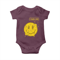 I Hate You Baby Onesie Vintage Yellow Happy Smile Face