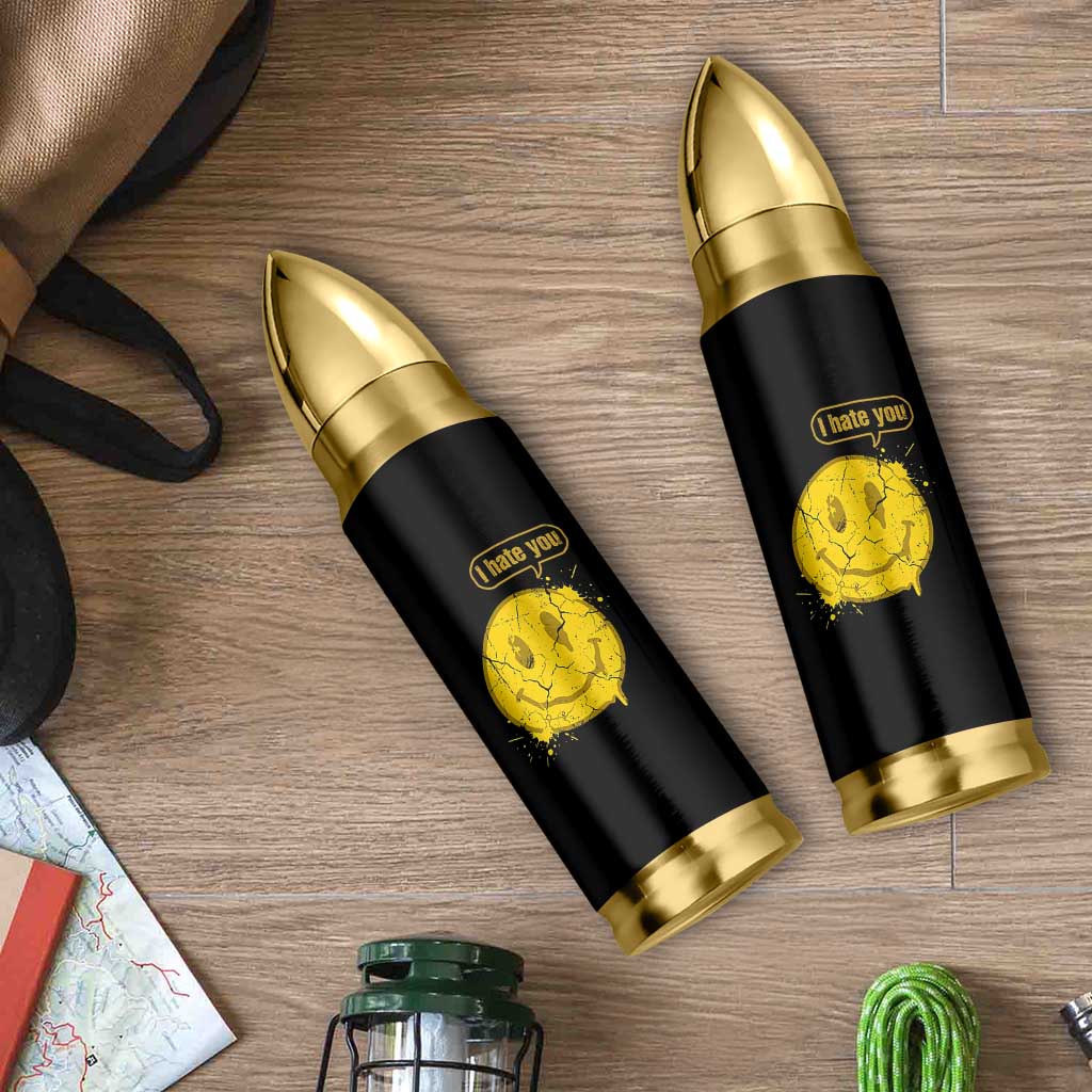 I Hate You Bullet Tumbler Vintage Yellow Happy Smile Face