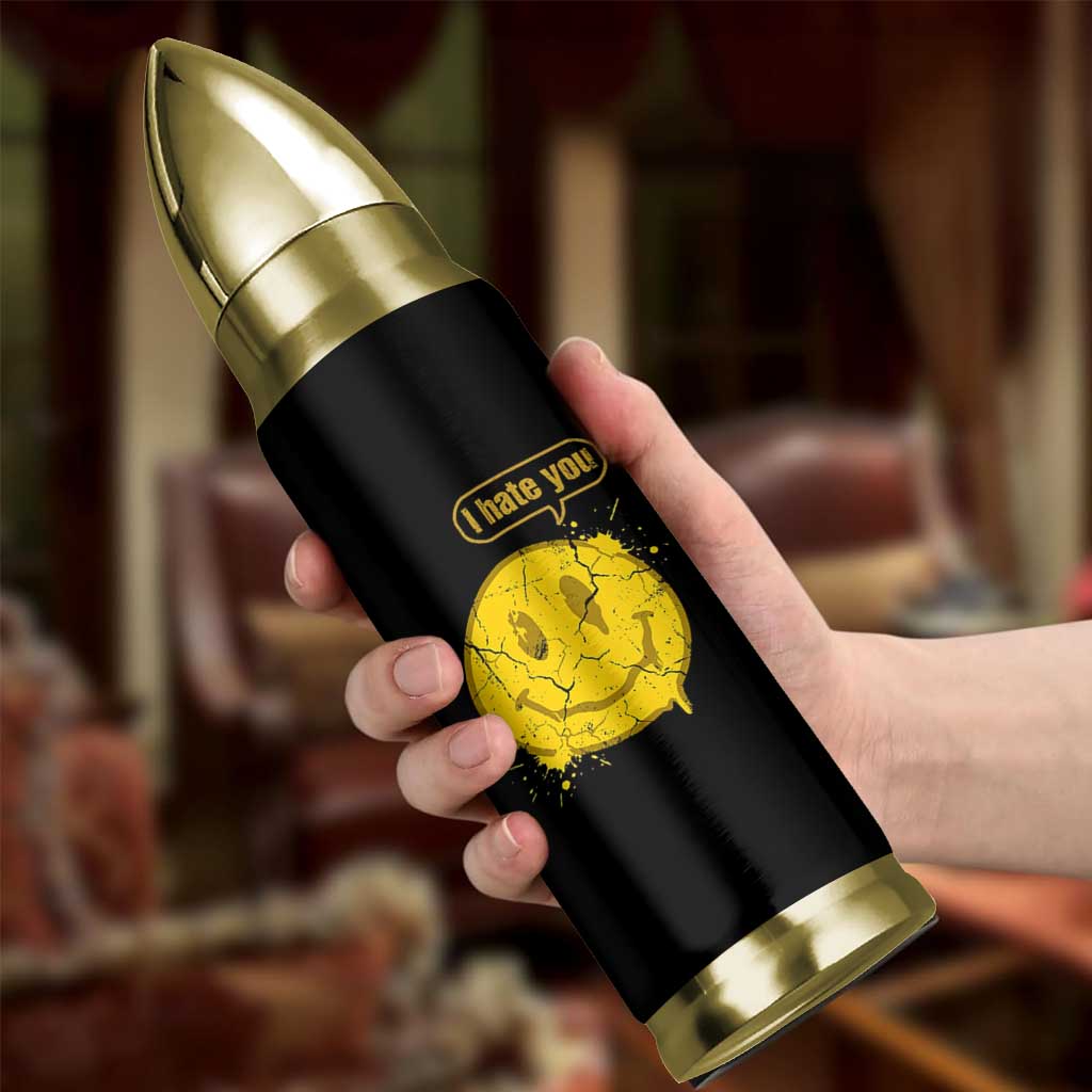 I Hate You Bullet Tumbler Vintage Yellow Happy Smile Face