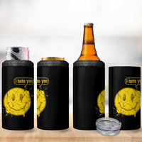 I Hate You 4 in 1 Can Cooler Tumbler Vintage Yellow Happy Smile Face