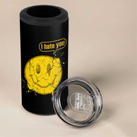 I Hate You 4 in 1 Can Cooler Tumbler Vintage Yellow Happy Smile Face