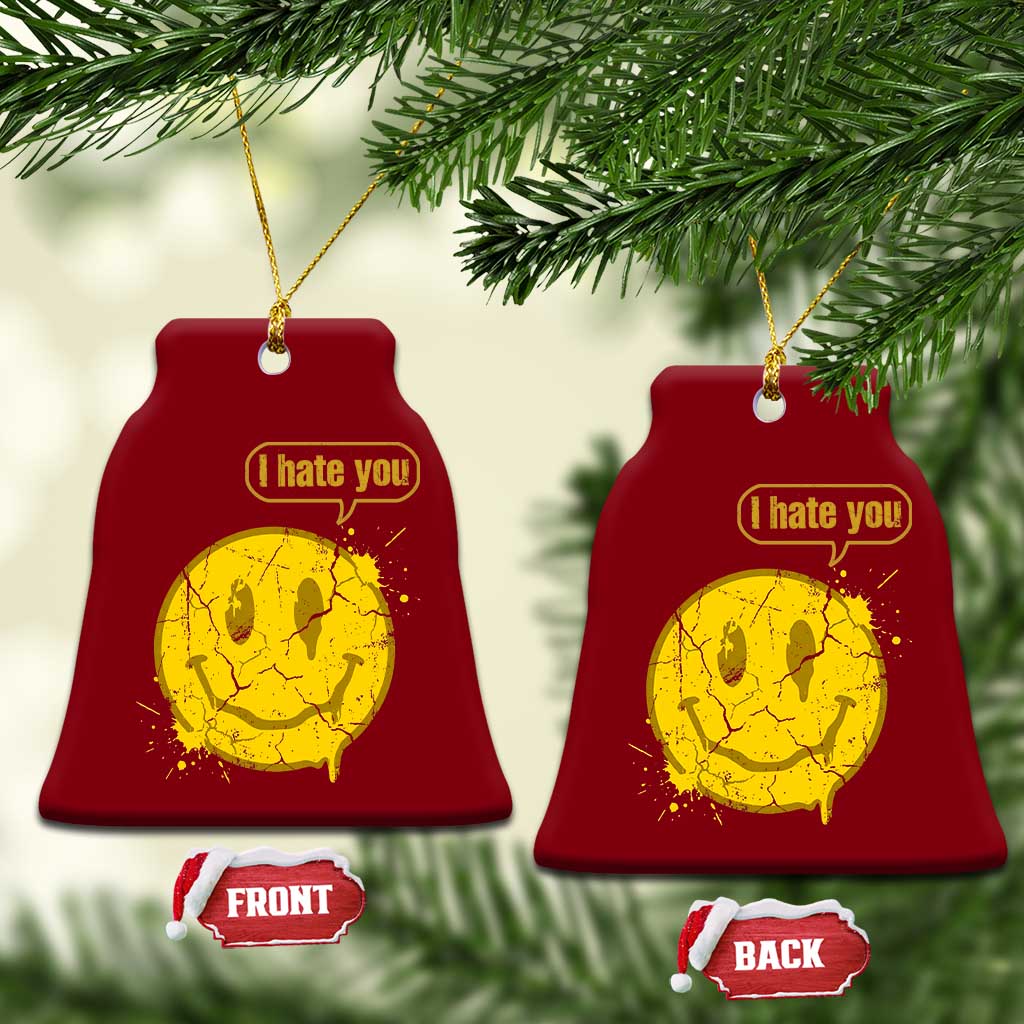 I Hate You Ceramic Ornament Vintage Yellow Happy Smile Face