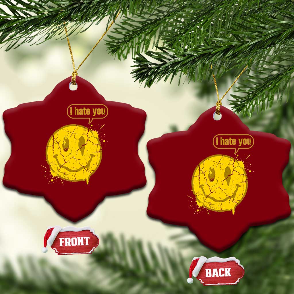 I Hate You Ceramic Ornament Vintage Yellow Happy Smile Face