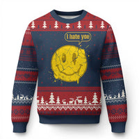 I Hate You Ugly Christmas Sweater Vintage Yellow Happy Smile Face