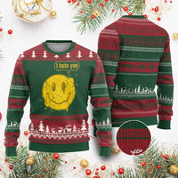 I Hate You Ugly Christmas Sweater Vintage Yellow Happy Smile Face