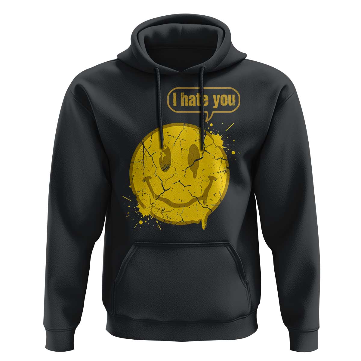 I Hate You Hoodie Vintage Yellow Happy Smile Face