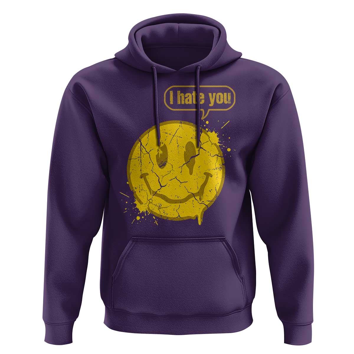 I Hate You Hoodie Vintage Yellow Happy Smile Face