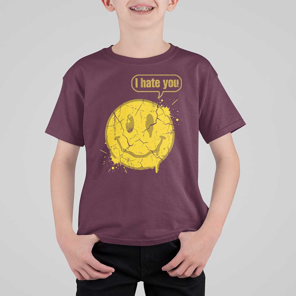 I Hate You T Shirt For Kid Vintage Yellow Happy Smile Face