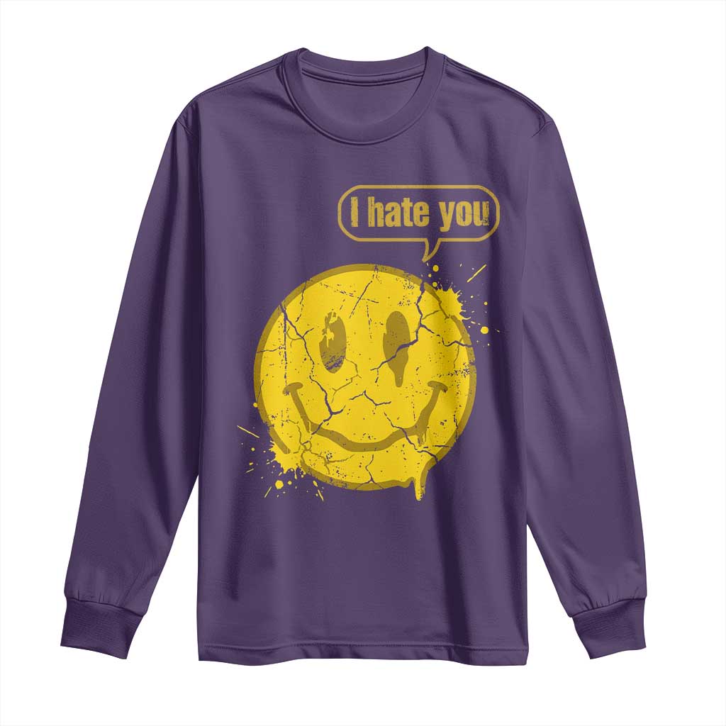 I Hate You Long Sleeve Shirt Vintage Yellow Happy Smile Face