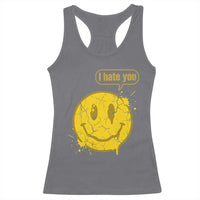 I Hate You Racerback Tank Top Vintage Yellow Happy Smile Face