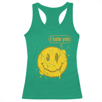 I Hate You Racerback Tank Top Vintage Yellow Happy Smile Face