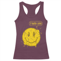 I Hate You Racerback Tank Top Vintage Yellow Happy Smile Face