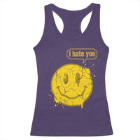 I Hate You Racerback Tank Top Vintage Yellow Happy Smile Face