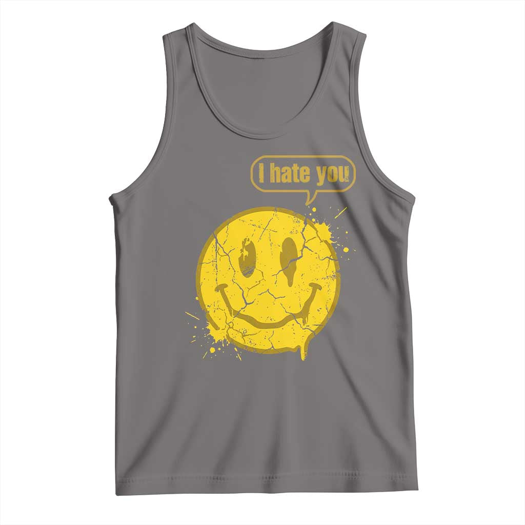 I Hate You Tank Top Vintage Yellow Happy Smile Face