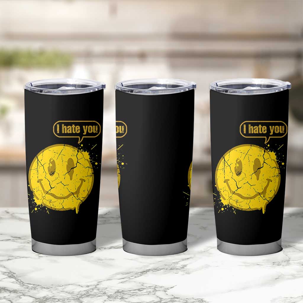 I Hate You Tumbler Cup Vintage Yellow Happy Smile Face