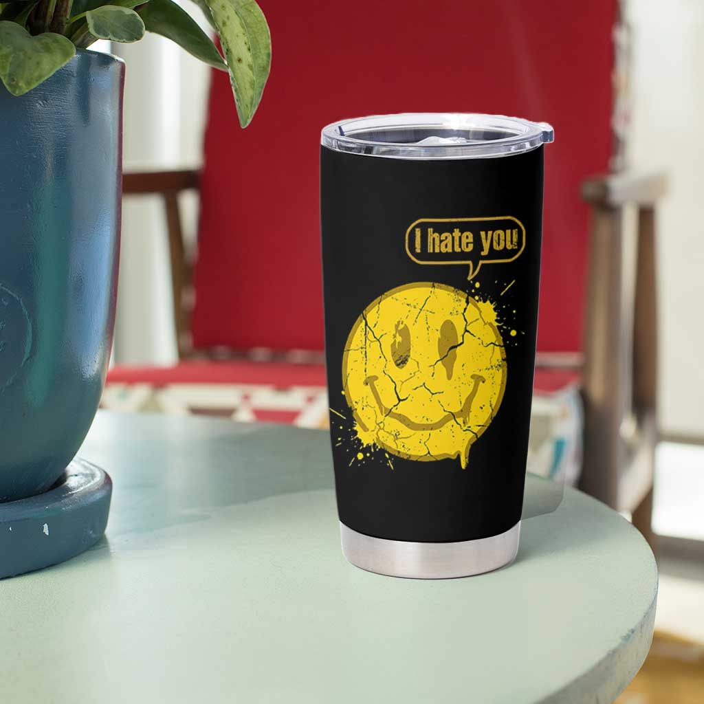 I Hate You Tumbler Cup Vintage Yellow Happy Smile Face