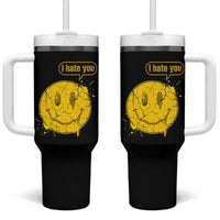 I Hate You Tumbler With Handle Vintage Yellow Happy Smile Face