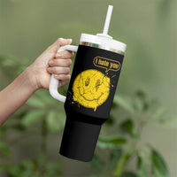 I Hate You Tumbler With Handle Vintage Yellow Happy Smile Face