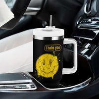 I Hate You Tumbler With Handle Vintage Yellow Happy Smile Face
