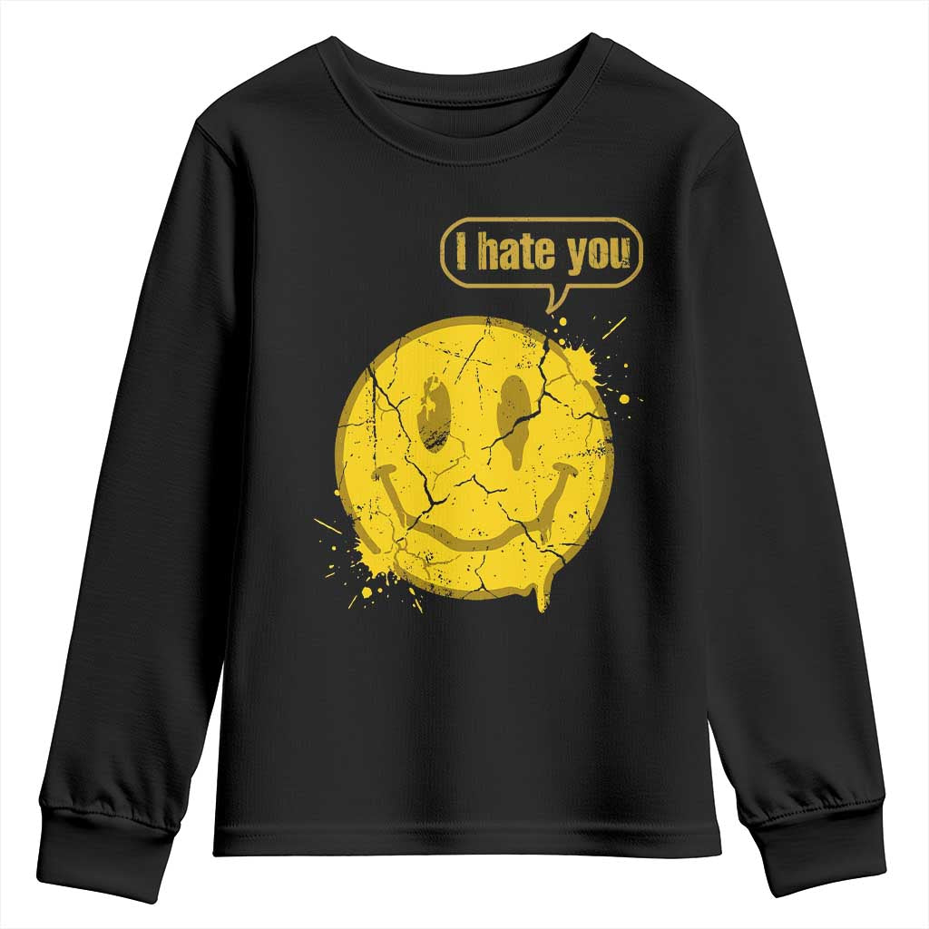 I Hate You Youth Sweatshirt Vintage Yellow Happy Smile Face