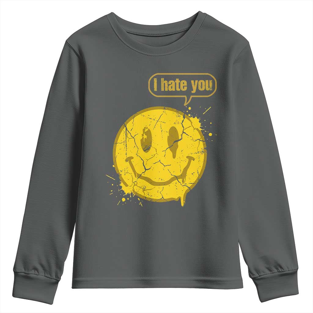 I Hate You Youth Sweatshirt Vintage Yellow Happy Smile Face