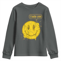 I Hate You Youth Sweatshirt Vintage Yellow Happy Smile Face