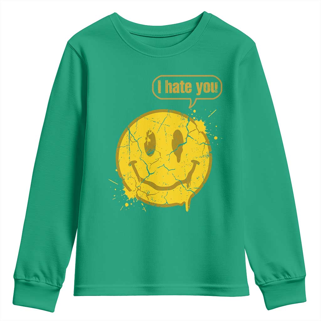 I Hate You Youth Sweatshirt Vintage Yellow Happy Smile Face