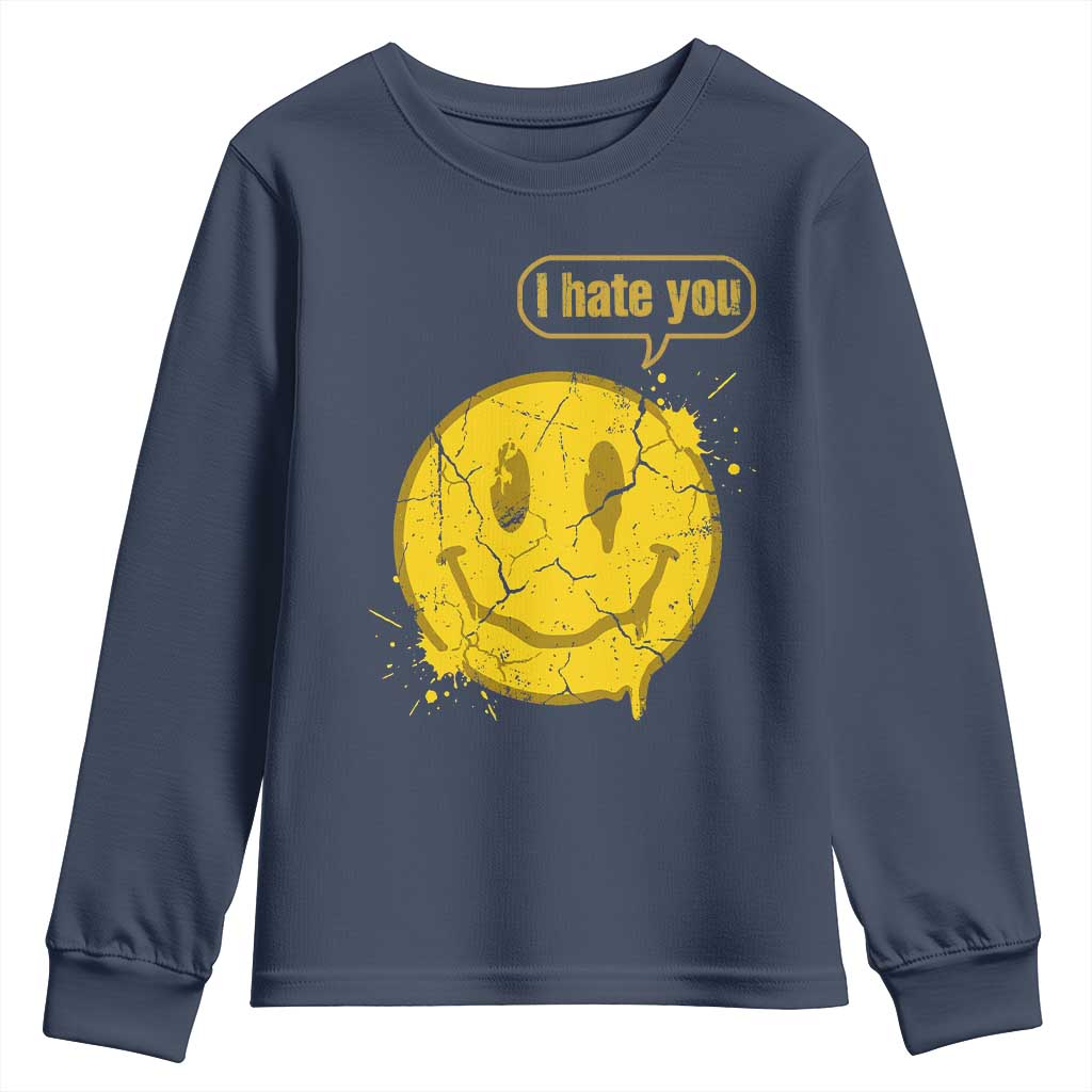 I Hate You Youth Sweatshirt Vintage Yellow Happy Smile Face