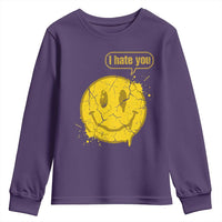 I Hate You Youth Sweatshirt Vintage Yellow Happy Smile Face