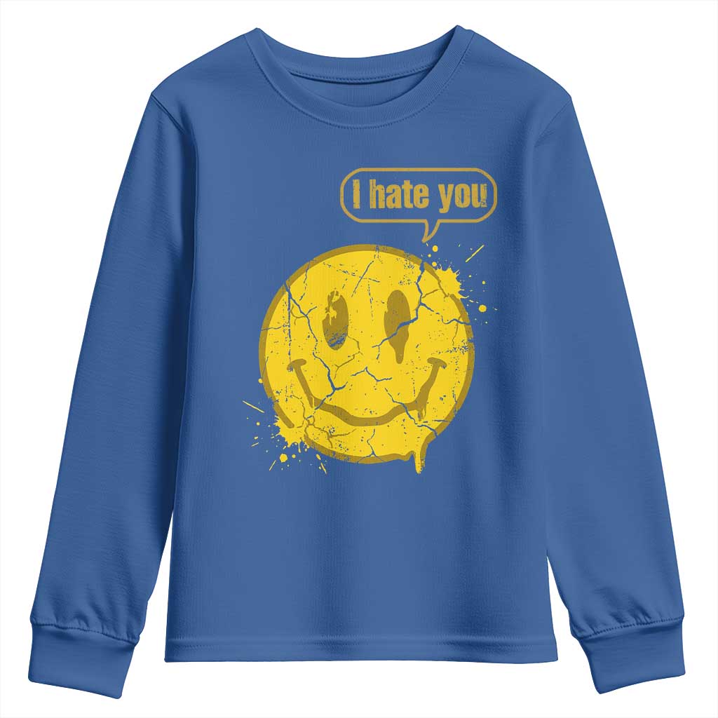 I Hate You Youth Sweatshirt Vintage Yellow Happy Smile Face