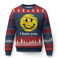 I Hate You Smile Face Meme Ugly Christmas Sweater Viral Sarcastic Humor