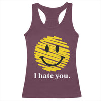 I Hate You Smile Face Meme Racerback Tank Top Viral Sarcastic Humor