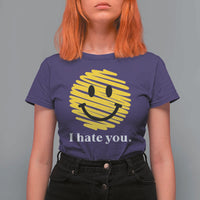 I Hate You Smile Face Meme T Shirt For Women Viral Sarcastic Humor
