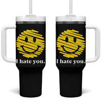 I Hate You Smile Face Meme Tumbler With Handle Viral Sarcastic Humor