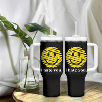 I Hate You Smile Face Meme Tumbler With Handle Viral Sarcastic Humor