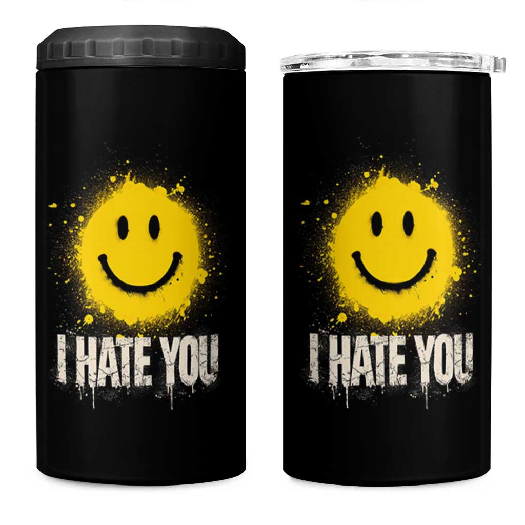 I Hate You Smile Face 4 in 1 Can Cooler Tumbler Funny Sarcastic Meme