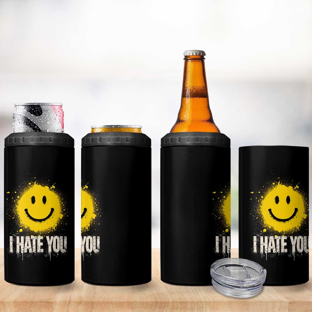 I Hate You Smile Face 4 in 1 Can Cooler Tumbler Funny Sarcastic Meme
