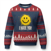 I Hate You Smile Face Ugly Christmas Sweater Funny Sarcastic Meme