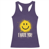 I Hate You Smile Face Racerback Tank Top Funny Sarcastic Meme