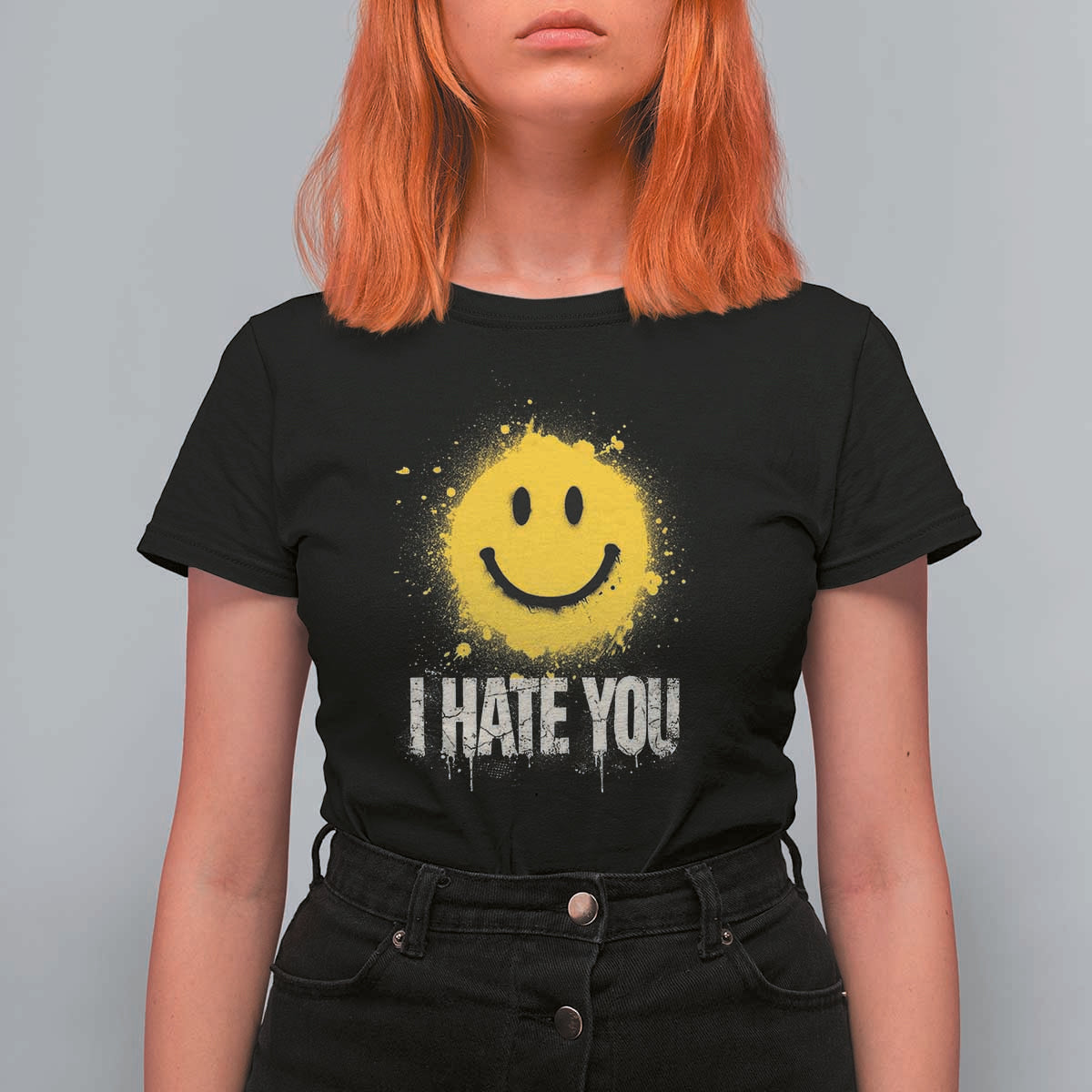 I Hate You Smile Face T Shirt For Women Funny Sarcastic Meme