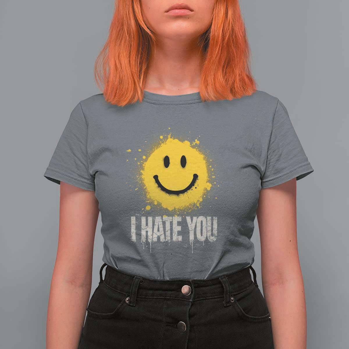 I Hate You Smile Face T Shirt For Women Funny Sarcastic Meme