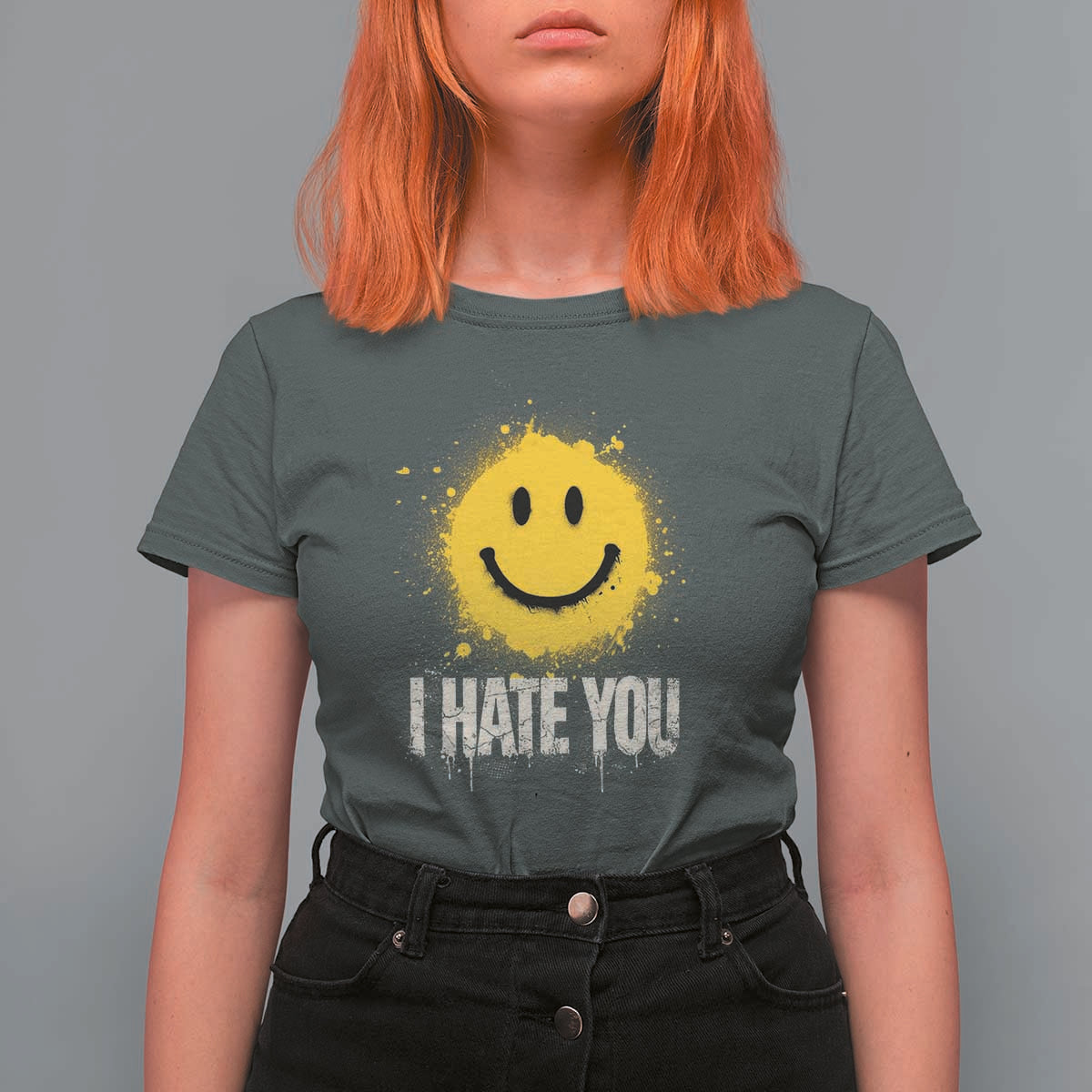 I Hate You Smile Face T Shirt For Women Funny Sarcastic Meme