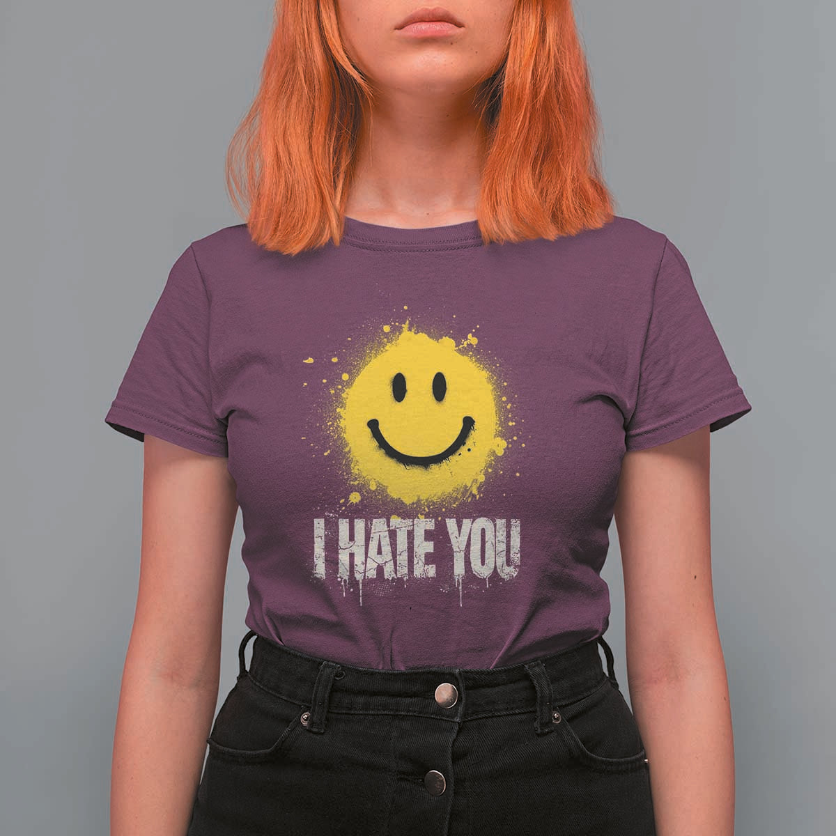 I Hate You Smile Face T Shirt For Women Funny Sarcastic Meme