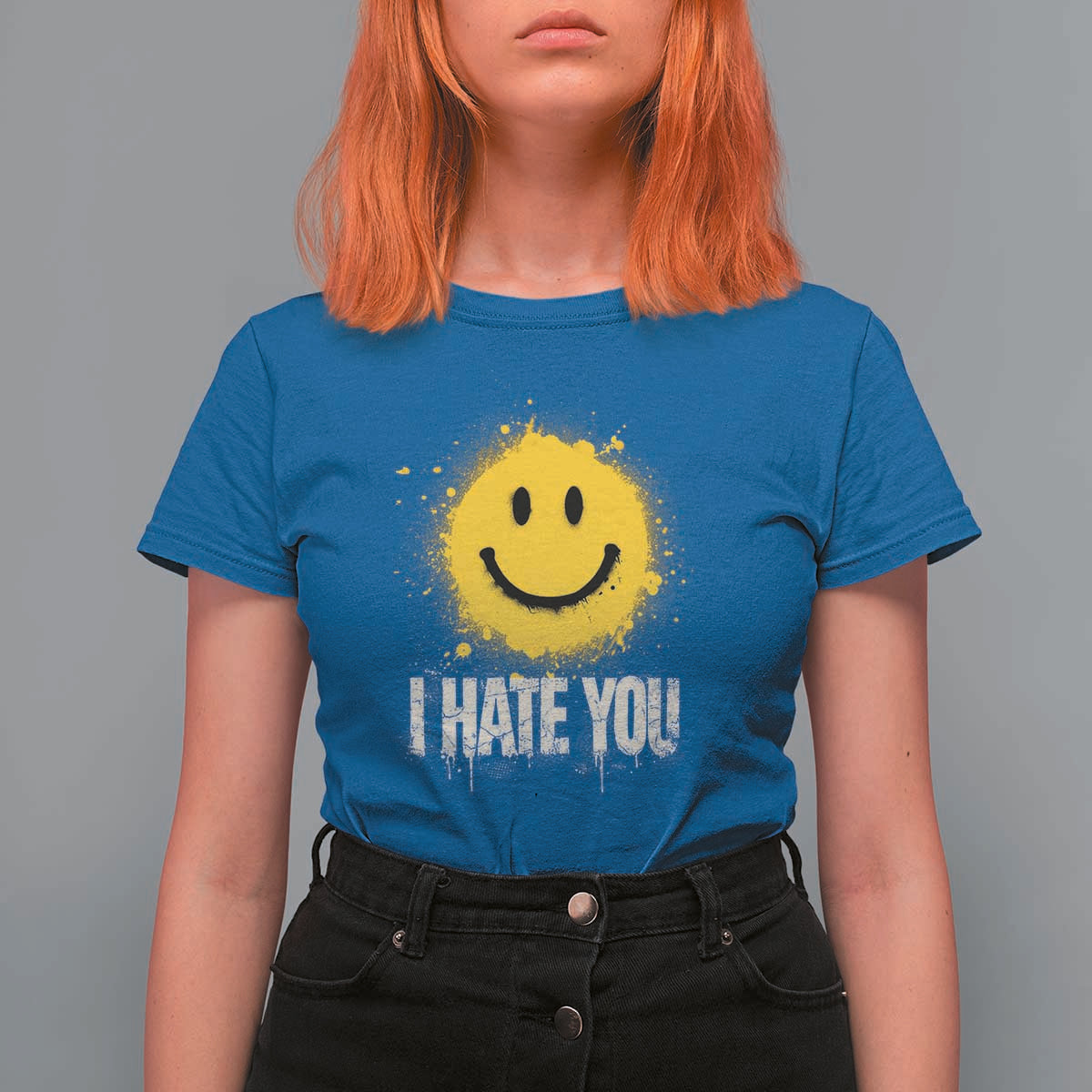 I Hate You Smile Face T Shirt For Women Funny Sarcastic Meme