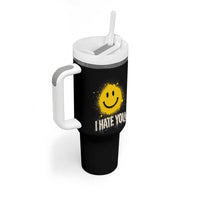 I Hate You Smile Face Tumbler With Handle Funny Sarcastic Meme