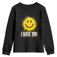 I Hate You Smile Face Youth Sweatshirt Funny Sarcastic Meme