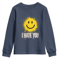I Hate You Smile Face Youth Sweatshirt Funny Sarcastic Meme