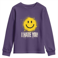 I Hate You Smile Face Youth Sweatshirt Funny Sarcastic Meme