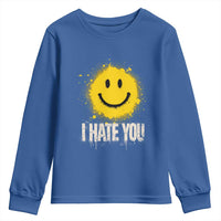 I Hate You Smile Face Youth Sweatshirt Funny Sarcastic Meme
