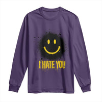I Hate You Long Sleeve Shirt Funny Smile Face Emoticon Meme